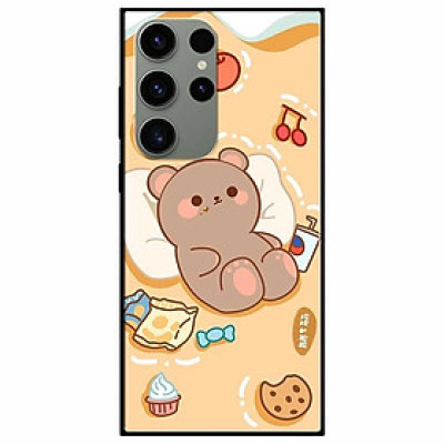 Ốp lưng dành cho Samsung S23 - S23 Plus - S23 Ultra - A34 5G - A54 5G mẫu Gấu Nâu Ăn Vặt