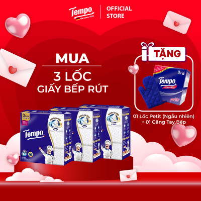 [MUA 3 LỐC TẶNG 3 GÓI KHĂN ƯỚT + 1 GIÁ ĐỠ] Khăn Giấy Bếp Dạng Rút Đa Năng Siêu Thấm Tempo Bền Dai