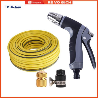 Bộ dây và vòi xịt tăng áp rửa xe tưới cây 7-10M(cút đồng nối nhựa đen) 206817