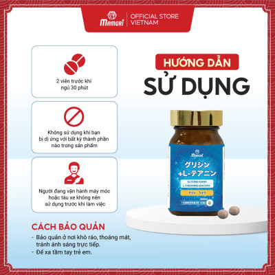 Viên uống MAMORI Glycine L-Theanine giúp giảm căng thẳng - stress, Hỗ trợ ngủ ngon, ngủ sâu giấc (60 Viên)