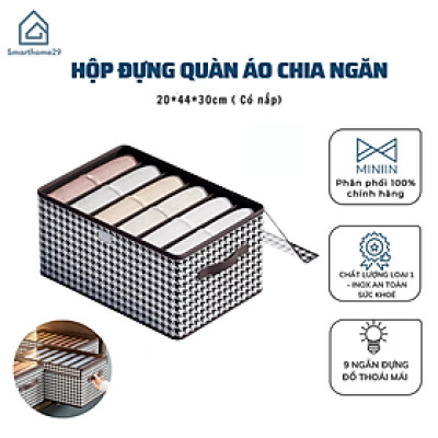 Hộp Vải Đựng Quần Áo Chia Ngăn, Khay Đựng Đồ Lót, Tất Vớ,Có Nắp Gấp Gọn Tiện Lợi - HÀNG CHÍNH HÃNG MINIIN