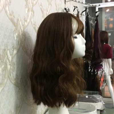 Tóc giả nữ️ tóc nguyên đầu xù sóng lửng - Tặng lưới chùm tóc