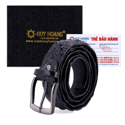 HC4221-4762-4763-4764 - Thắt lưng nam da cá sấu Huy Hoàng nguyên con 3,5P bát gài đầu kim màu vàng bò, đen, nâu đất, nâu đỏ