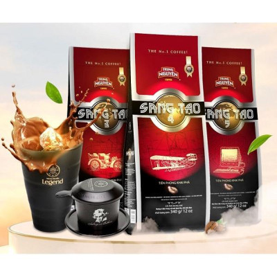 Combo 2 Bịch Cà Phê Rang Xay Trung Nguyên Legend Sáng Tạo 4 – Gói 340g – Gu Mạnh Cân Bằng, Dùng Ngon Với Đá & Sữa