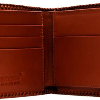 Ví Nam Da Cá Sấu Đan Viền Gai Huy Hoàng HT2223 (12.5 x 10 cm) - Nâu Đất