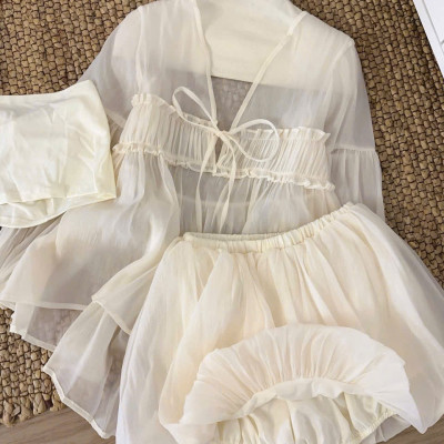 Set váy tơ tay bồng tiểu thư sang chảnh