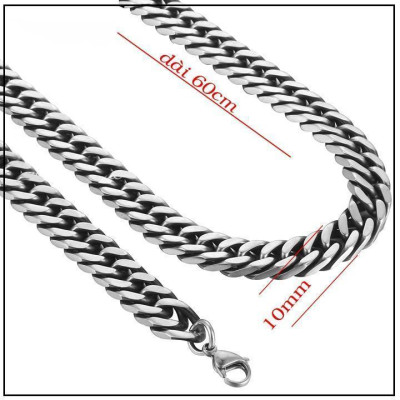 Dây chuyền nam titan cao cấp thời trang rẻ inox thép không gỉ kiểu lặc đôi 3h jewelry 10mm PTDCNA188