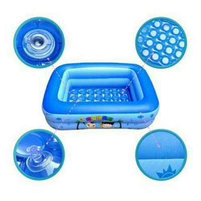 Bể bơi 2 tầng đủ kích thước có đáy chống trượt - BỂ BƠI PHAO CHO BÉ 1M2 Có Đáy Chống Trượt màu xanh Đồ Chơi Toys