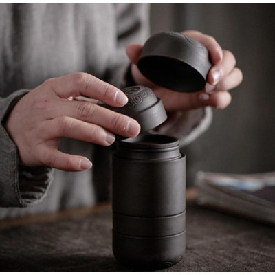 Bộ Bình Trà Gốm Sứ 4 Tách Kèm Túi Đựng Du Lịch Cao Cấp