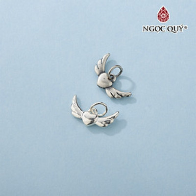 Charm bạc trái tim mang cánh thiên thần treo - Ngọc Quý Gemstones
