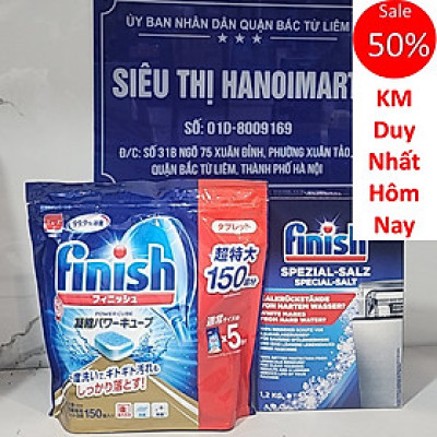 Tặng gói muối làm mềm nuớc Somat 1,2kg khi mua túi viên rửa chén bát Finish 150 viên Nhật Bản
