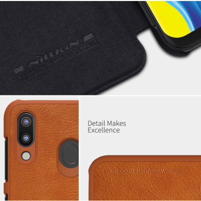 Bao Da Da Bò Cho Samsung Galaxy M20 hiệu Nillkin Qin Có Ngăn Đựng Thẻ - Hàng Chính Hãng