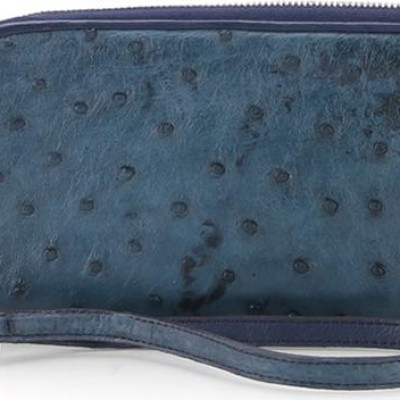 Ví Da Đà Điểu Nhiều Ngăn Huy Hoàng HT3420 (11 x 22 cm) - Xanh Đậm