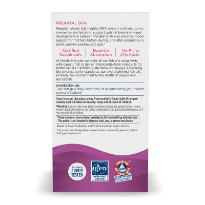 Nordic Naturals Prenatal DHA 90 viên nang mềm, Axit béo Omega + Vitamin D 400 IU, Hỗ trợ thai kì và thai nhi phát triển - Hàng Chính Hãng