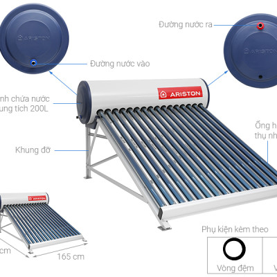 Máy nước nóng năng lượng mặt trời Ariston ECO2 1828 25 T N SS 300L - Hàng chính hãng