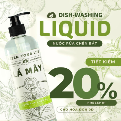 NƯỚC RỬA CHÉN BÁT (KHÔNG ĐẬM ĐẶC) TÍA TÔ & TÁO XANH LÁ MÂY 500 mL