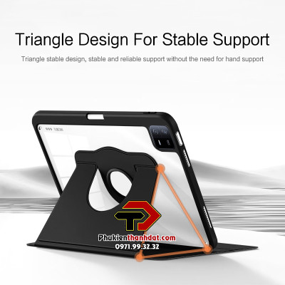 Bao da xoay 360 độ cho Xiaomi Pad 6 Pro, Xiaomi Pad 6 chống sốc, có ngăn đựng bút, 2 kiểu dựng hiệu GREENCAS  - Hàng chính hãng