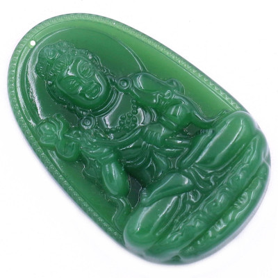 Mặt dây chuyền Phật Đại thế chí đá xanh 2.2 x 3.6cm ( size trung ) kèm móc inox, Phật bản mệnh