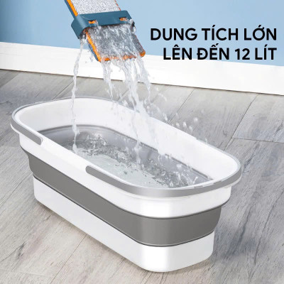 Xô Đựng Nước Gấp Gọn Đa Năng Có Bánh Xe Chậu Gấp Gọn Tiện Lợi Giặt Cây Lau Nhà Chùi Kính Dung Tích 12L