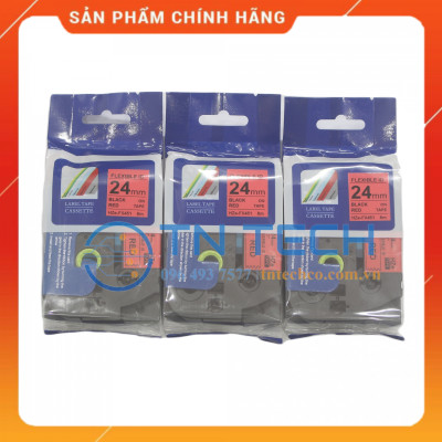 Nhãn In HZE-451 - Đen nền đỏ 24mm x 8m - Dùng cho máy in BROTHER - AIMO - PUTY [Hàng nhập khẩu]