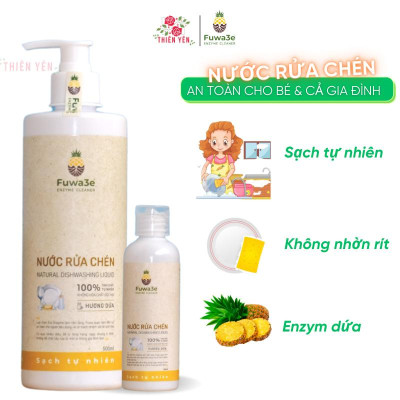 [ Nước rửa chén bát Fuwa3e 500ml an toàn cho bé ] enzym dịu nhẹ da tay không nhờn rít hương dứa
