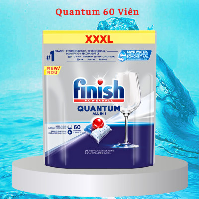 Combo 60 Viên rửa bát Finish quantum max+1150ml nước bóng finish+1.2kg Muối Finish - Hanoimart
