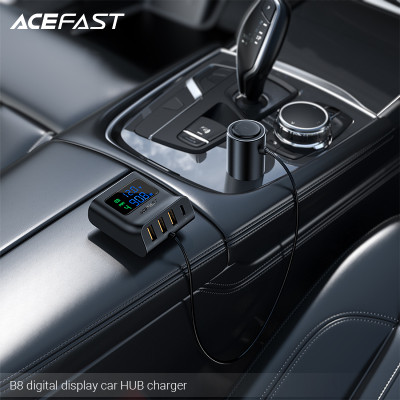 Sạc Hub ô tô Acefast 90W 4 cổng 3xUSB-A + USB-C có đèn hiển thị - B8 Hàng chính hãng Acefast