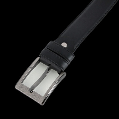 Dây nịt nam Huy Hoàng 4 phân may viền màu đen HP4002