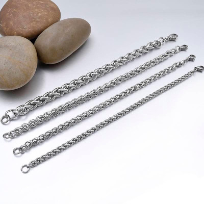 Lắc tay titan thép không gỉ nam cao cấp đẹp sang trọng kiểu bông dừa trangsucpt màu trắng PTLTNA68