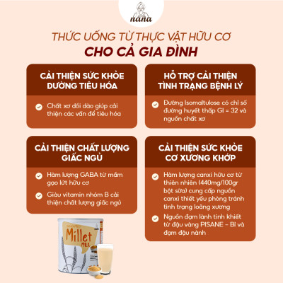 Sữa Hạt Gạo Lứt Hữu Cơ Millet Hộp 700g Vị Kê Nhập Khẩu Malaysia Cho Trẻ Từ 3 Tuổi & Cả Gia Đình Bổ Sung Dinh Dưỡng Vegan - 24grains