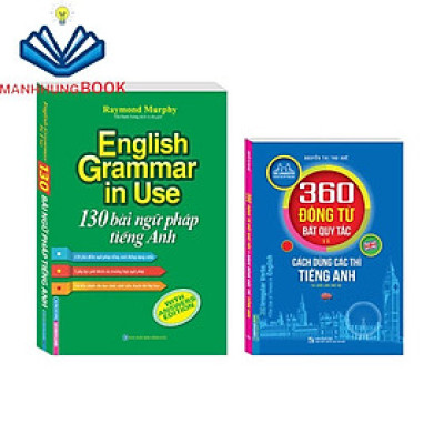 Sách - Combo 2 cuốn 130 bài ngữ pháp tiếng Anh (tái bản) màu+360 động từ bất quy tắc và cách dùng thì tiếng Anh màu