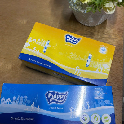 Khăn Giấy Hộp Giấy Rút Pulppy 2 Lớp Mềm Mịn Siêu Dai 180 Tờ 2 Lớp