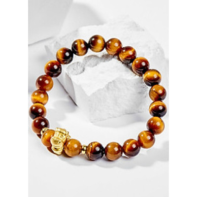 Vòng Tay Phong Thủy Đá Mắt Hổ Vàng Nâu Phối Charm Tuổi Ngọ Bạc Mạ Vàng 24K (8mm) Mệnh Thổ, Kim Ngọc Quý Gemstones