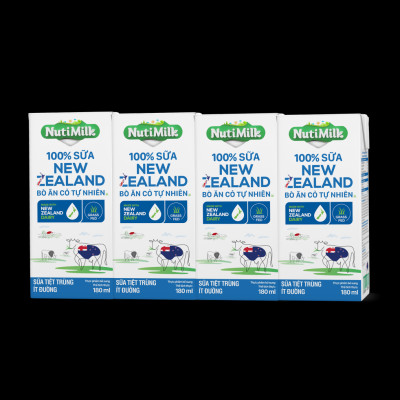 Thùng 48 Hộp NutiMilk 100% Sữa New Zealand Bò ăn cỏ tự nhiên Ít đường 180ml TU.NZSID180TI NUTIFOOD