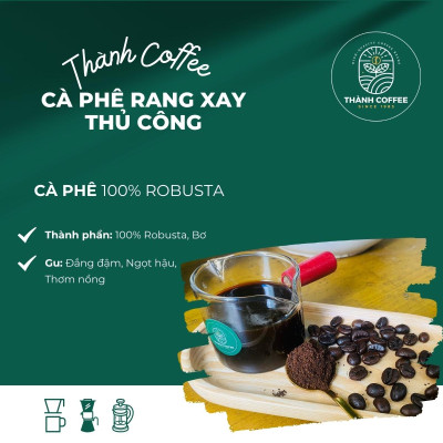 [THỬ NGAY] 500g Cà phê Bột 100% Robusta Rang xay Thủ công - Đậm đắng, Hậu ngọt, Thơm - Thành Coffee