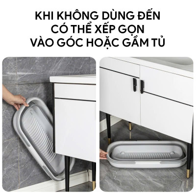 Xô Đựng Nước Gấp Gọn Đa Năng Có Bánh Xe Chậu Gấp Gọn Tiện Lợi Giặt Cây Lau Nhà Chùi Kính Dung Tích 12L