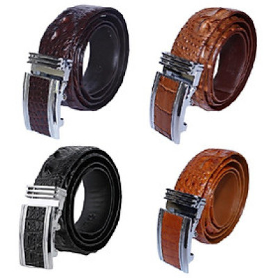 HC4237-4756-4768-4806 - Thắt lưng nam da cá sấu Huy Hoàng nguyên con 4P màu nâu đất, nâu đỏ, đen, vàng bò