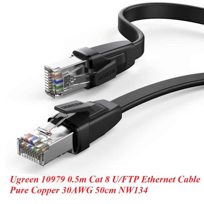 Ugreen UG10979NW134TK 0.5M CAT8 U-FTP 2000Mhz 30AWG cáp mạng màu đen 50cm - HÀNG CHÍNH HÃNG
