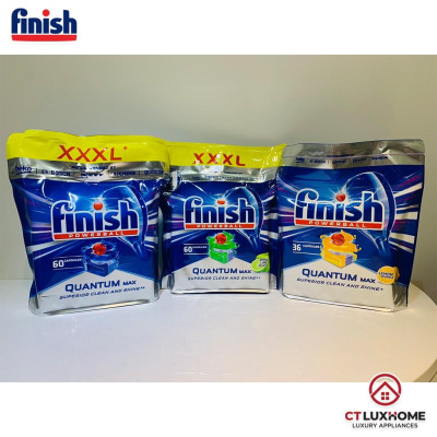Viên rửa chén bát Finish Quantum Max loại 36 viên, 60 viên - Hàng chính hãng 
