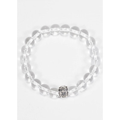 Vòng thạch anh Trắng Phối Charm Bạc (8mm)