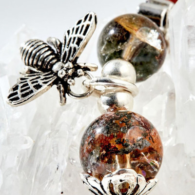 Vòng tay thạch anh ưu linh đa sắc charm dream catcher bạc Ngọc Quý Gemstones