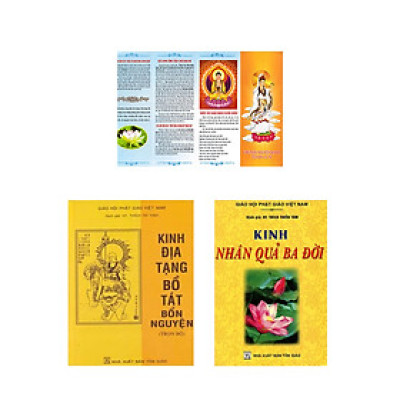 Combo Kinh Địa Tạng Bồ Tát Bổn Nguyện Trọn Bộ (Bìa Mềm) + Kinh Nhân Quả Ba Đời + Chú Mãn Nguyện Đại Bi Tâm Đà La Ni _QB
