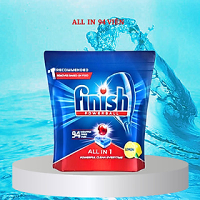 Túi 60 viên rửa chén Finish All In 1 Max Dishwasher Tablets Lemon Sparkle QT04585 - hương chanh