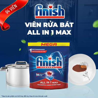Túi 94 viên rửa chén Finish All In1 Max Dishwasher Tablets Lemon PTT09439 - hương chanh