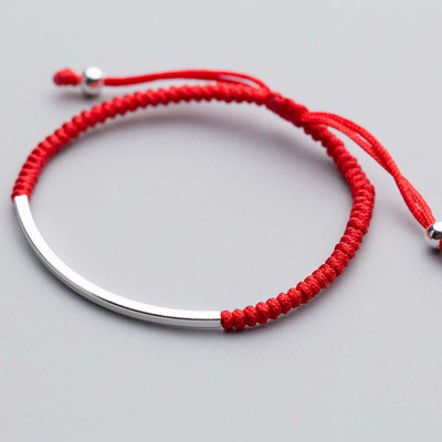 Combo 2 vòng thắt dây đỏ charm ống bạc - Ngọc Quý Gemstones