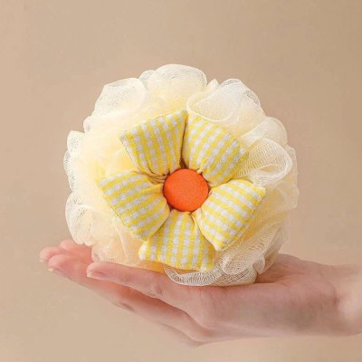 Set 2 Bông Tắm Hình Hoa Sọc Caro Tạo Bọt Chất Liệu Lưới Tròn Mềm Mại - Giao màu ngẫu nhiên