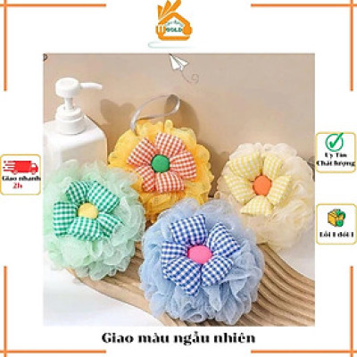 Combo 2 Bông Tắm Hình Hoa Sọc Caro Tạo Bọt Chất Liệu Lưới Tròn Mềm Mại - Giao màu ngẫu nhiên