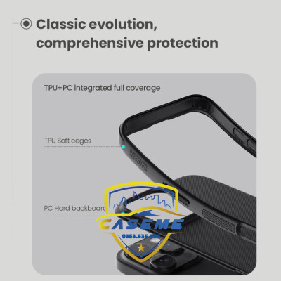 Ốp Lưng Dành Cho iPhone 16 Pro Nillkin Dạng Sần Viền Silicon - Hàng Chính Hãng
