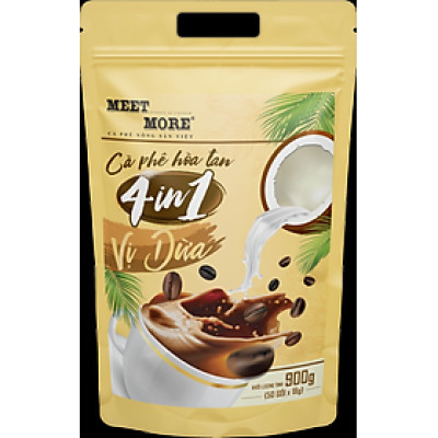 Cà phê dừa hòa tan Meet More 900g (Bịch 50 Gói)