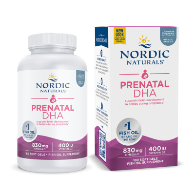 Nordic Naturals Prenatal DHA 180 viên nang mềm, Axit béo Omega + Vitamin D 400 IU, Hỗ trợ thai kì và thai nhi phát triển - Hàng Chính Hãng